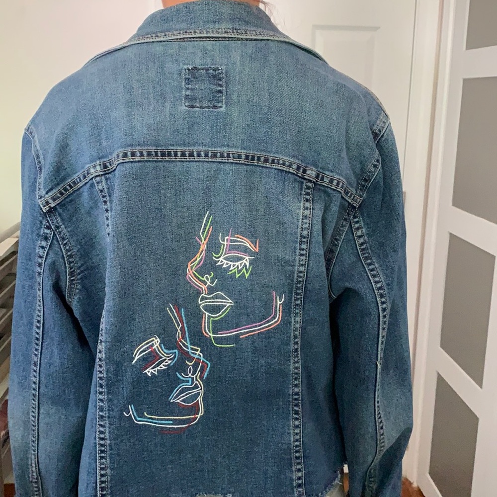Custom painted jean jacket originally Old Navy